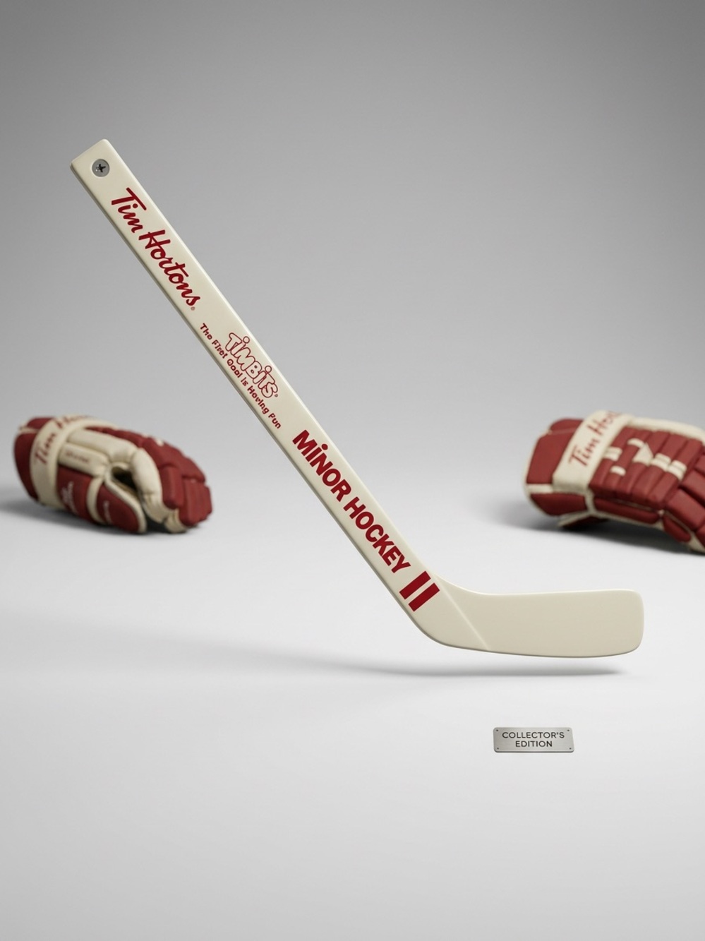 Vintage 1993 Tim Hortons Timbits Minor Hockey Plastic Mini Stick Red White Retro